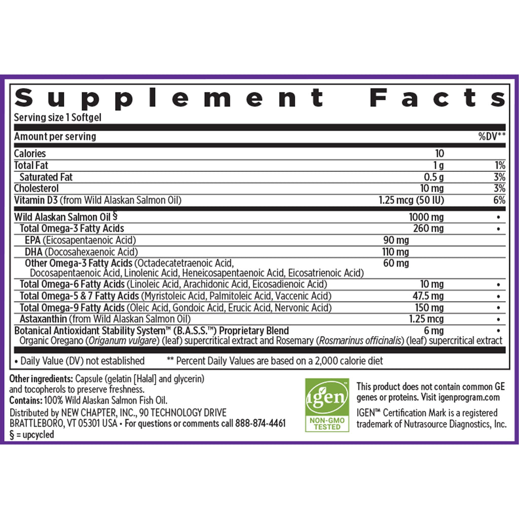 New Chapter Omega-3 Complex, 1000mg Softgels, Fish Oil Supplement Wild Alaskan Salmon for Heart, Brain, Eye, Joint & Skin Health Support - 30 Count - TrustMedUSA