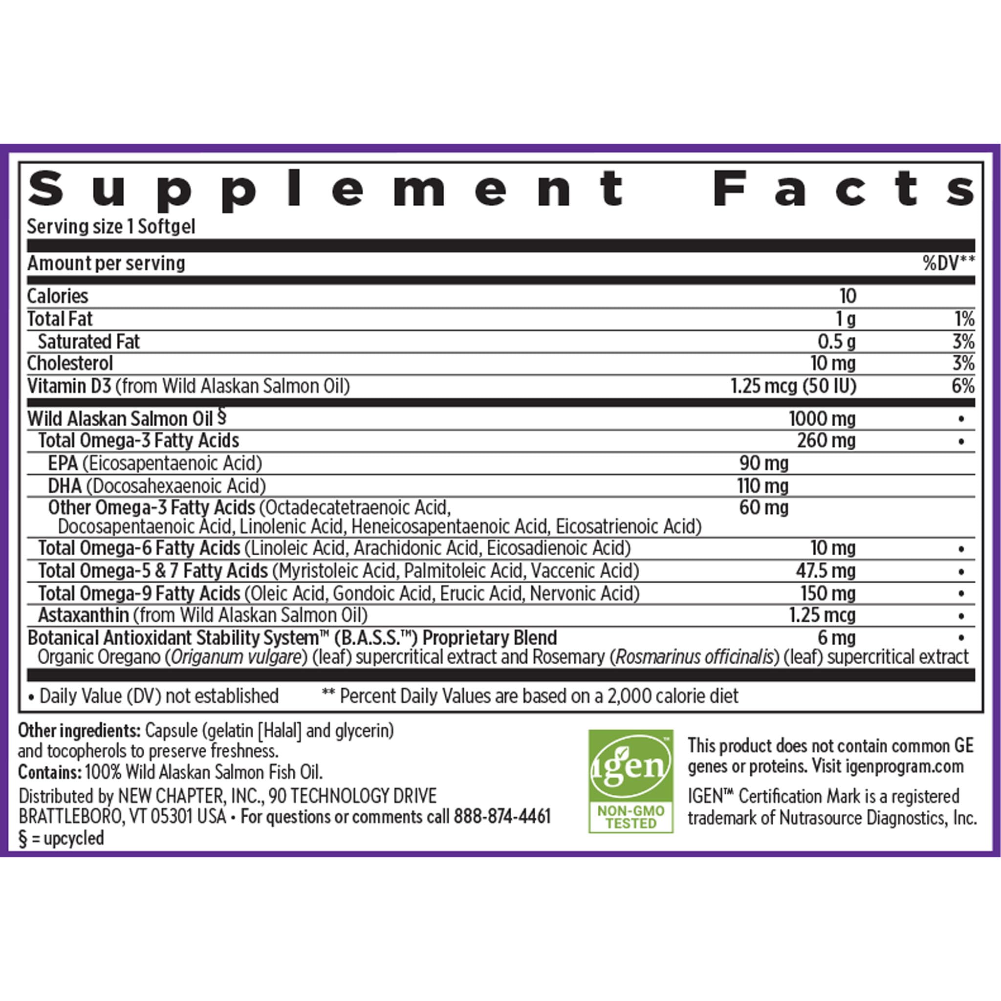 New Chapter Omega-3 Complex, 1000mg Softgels, Fish Oil Supplement Wild Alaskan Salmon for Heart, Brain, Eye, Joint & Skin Health Support - 30 Count - TrustMedUSA
