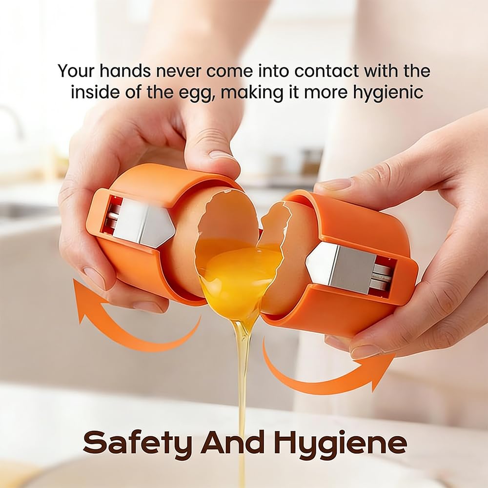 New Egg Shell Opener Egg Cracker Tool Stainless Steel, Multifunctional Egg Shell Opener for Raw Or Hard-Boiled Eggs, Kitchen Gadget for Cooking Baking (Yellow) - TrustMedUSA