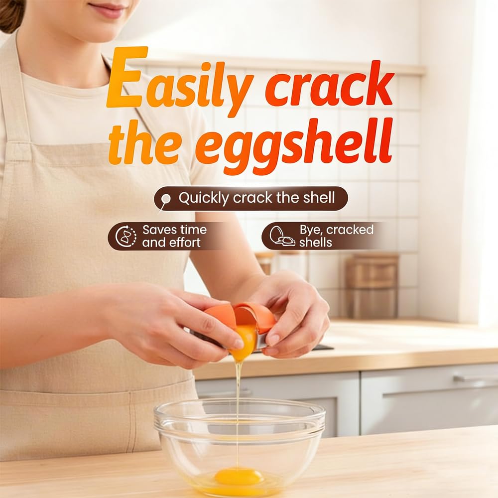 New Egg Shell Opener Egg Cracker Tool Stainless Steel, Multifunctional Egg Shell Opener for Raw Or Hard-Boiled Eggs, Kitchen Gadget for Cooking Baking (Yellow) - TrustMedUSA