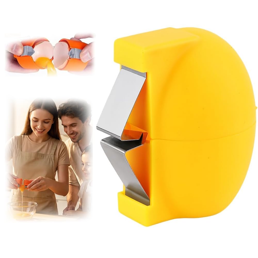 New Egg Shell Opener Egg Cracker Tool Stainless Steel, Multifunctional Egg Shell Opener for Raw Or Hard-Boiled Eggs, Kitchen Gadget for Cooking Baking (Yellow) - TrustMedUSA