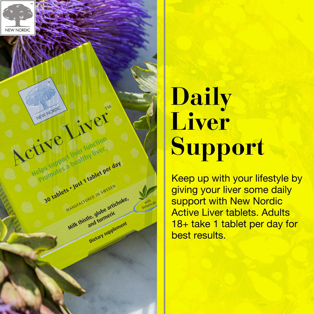 NEW NORDIC Active Liver 30-Day Supply, Daily Liver Supplement, Milk Thistle, Artichoke & Turmeric, 30 Tablets (Pack of 1) - TrustMedUSA
