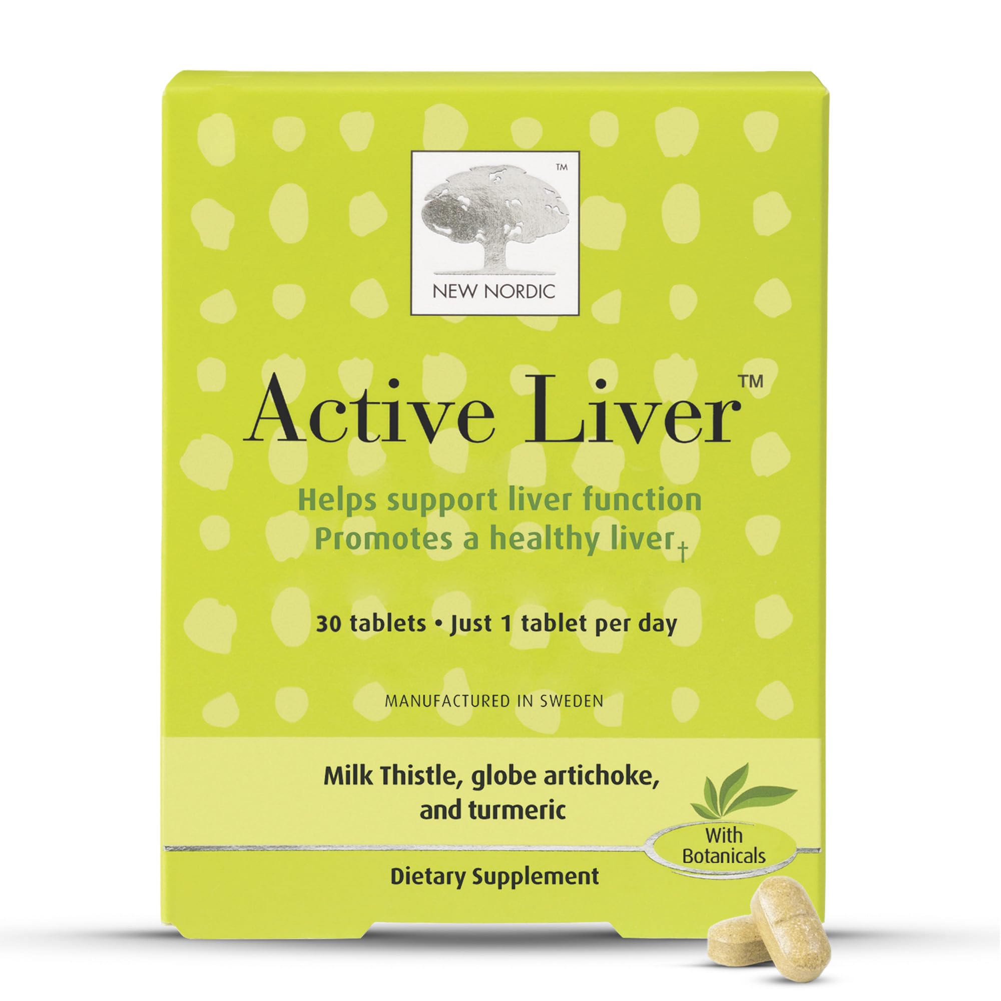 NEW NORDIC Active Liver 30-Day Supply, Daily Liver Supplement, Milk Thistle, Artichoke & Turmeric, 30 Tablets (Pack of 1) - TrustMedUSA