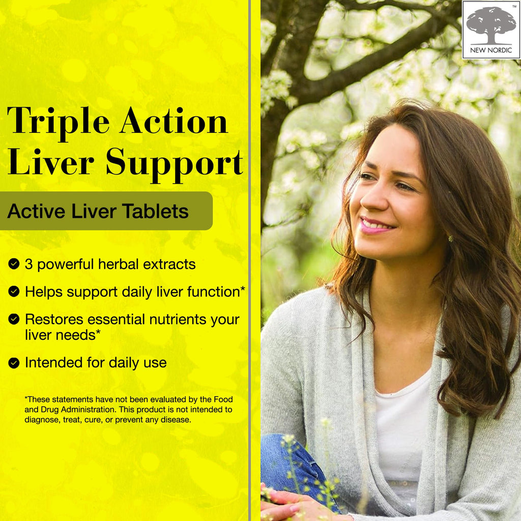 NEW NORDIC Active Liver 30-Day Supply, Daily Liver Supplement, Milk Thistle, Artichoke & Turmeric, 30 Tablets (Pack of 1) - TrustMedUSA