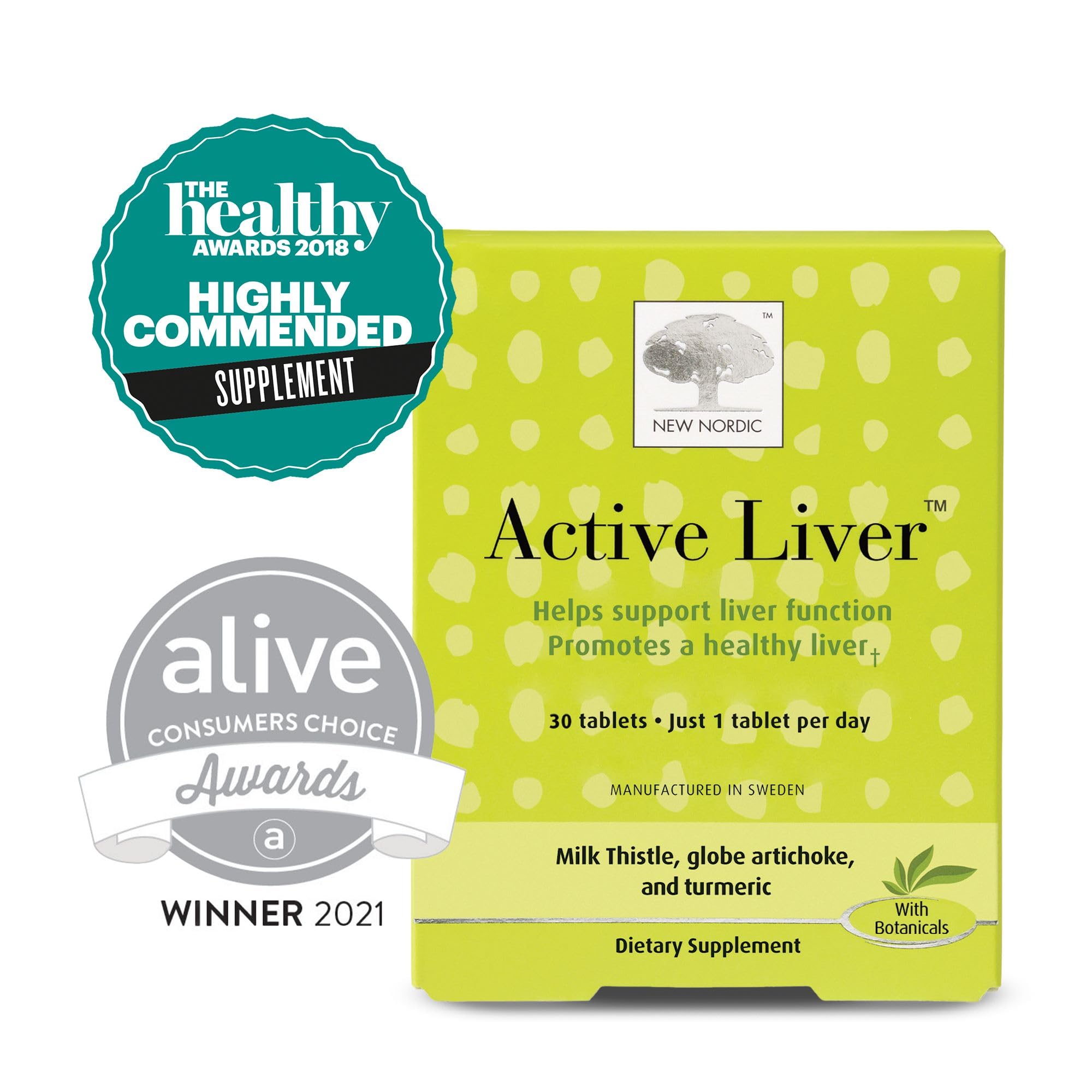 NEW NORDIC Active Liver 30-Day Supply, Daily Liver Supplement, Milk Thistle, Artichoke & Turmeric, 30 Tablets (Pack of 1) - TrustMedUSA