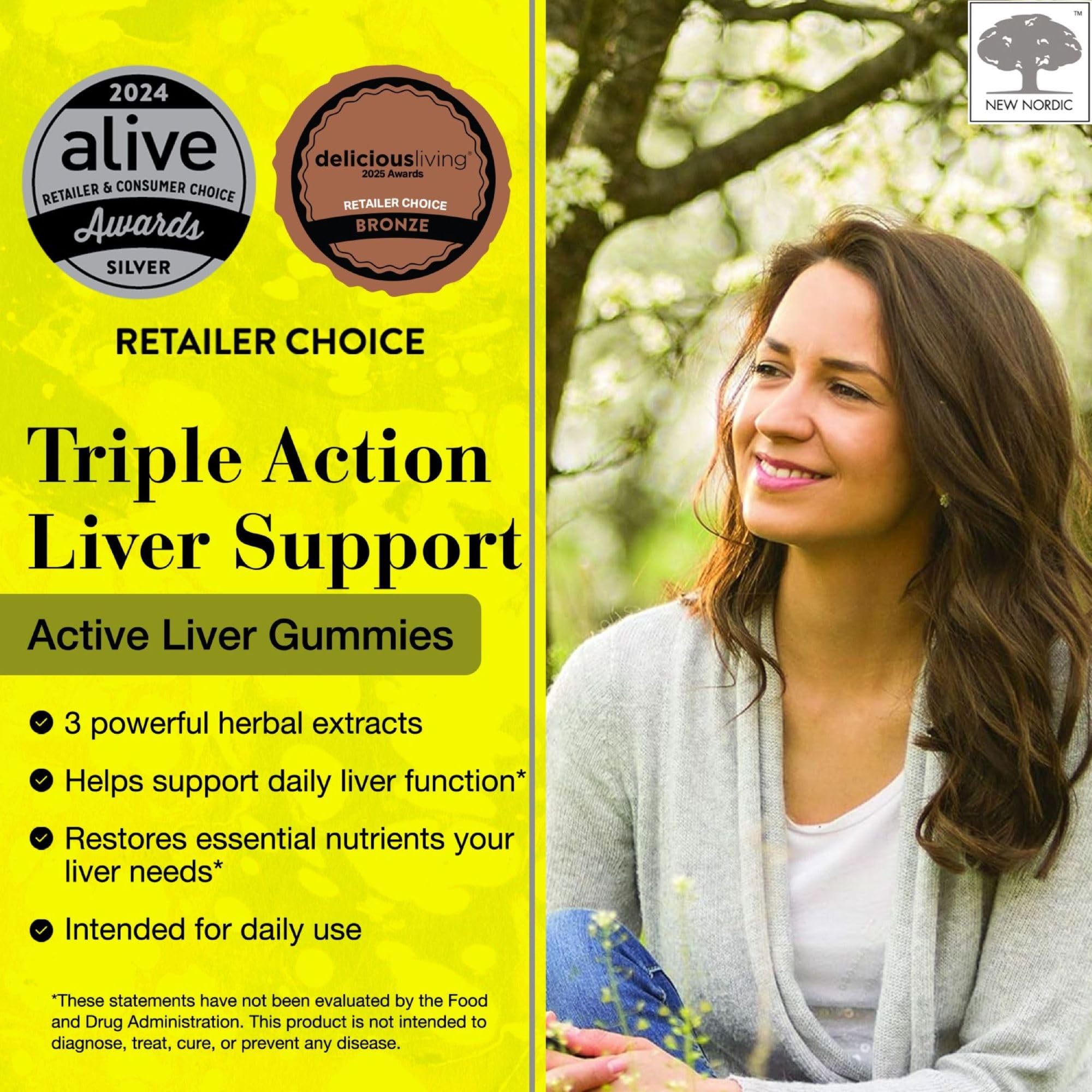 NEW NORDIC Active Liver Gummies, Milk Thistle, Artichoke & Turmeric Supplement, Natural Peach Mango Flavor, Sugar Free & Vegan, 60 Count (Pack of 1) - TrustMedUSA