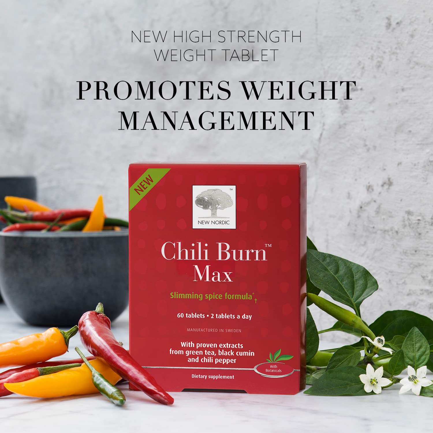 New Nordic Chili Burn Max, Natural Slimming & Weight Loss Formula Supplement, 60 Count (Pack of 1) - TrustMedUSA