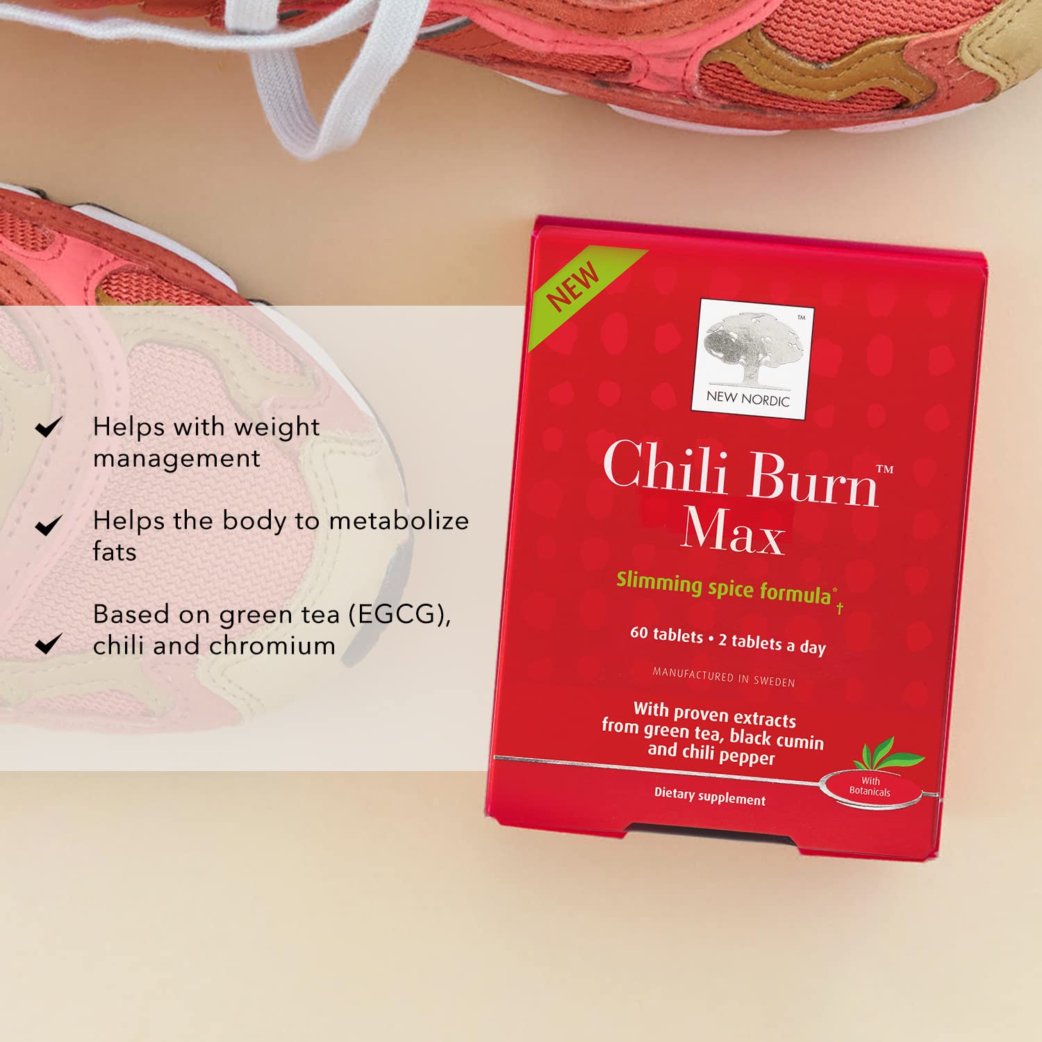 New Nordic Chili Burn Max, Natural Slimming & Weight Loss Formula Supplement, 60 Count (Pack of 1) - TrustMedUSA