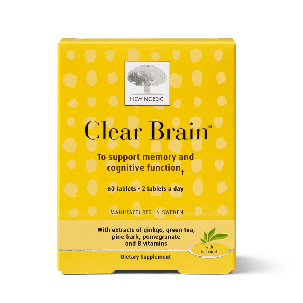 New Nordic Clear Brain Tablets, Supports Normal Cognitive Health and Memory, with Green Tea and Walnut, Swedish Made, 60 Count (Pack of 1) - TrustMedUSA