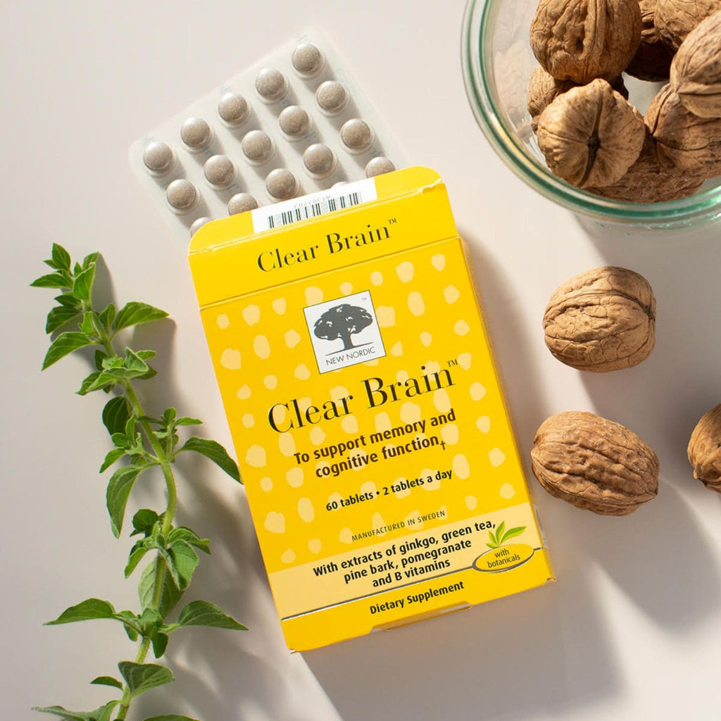 New Nordic Clear Brain Tablets, Supports Normal Cognitive Health and Memory, with Green Tea and Walnut, Swedish Made, 60 Count (Pack of 1) - TrustMedUSA