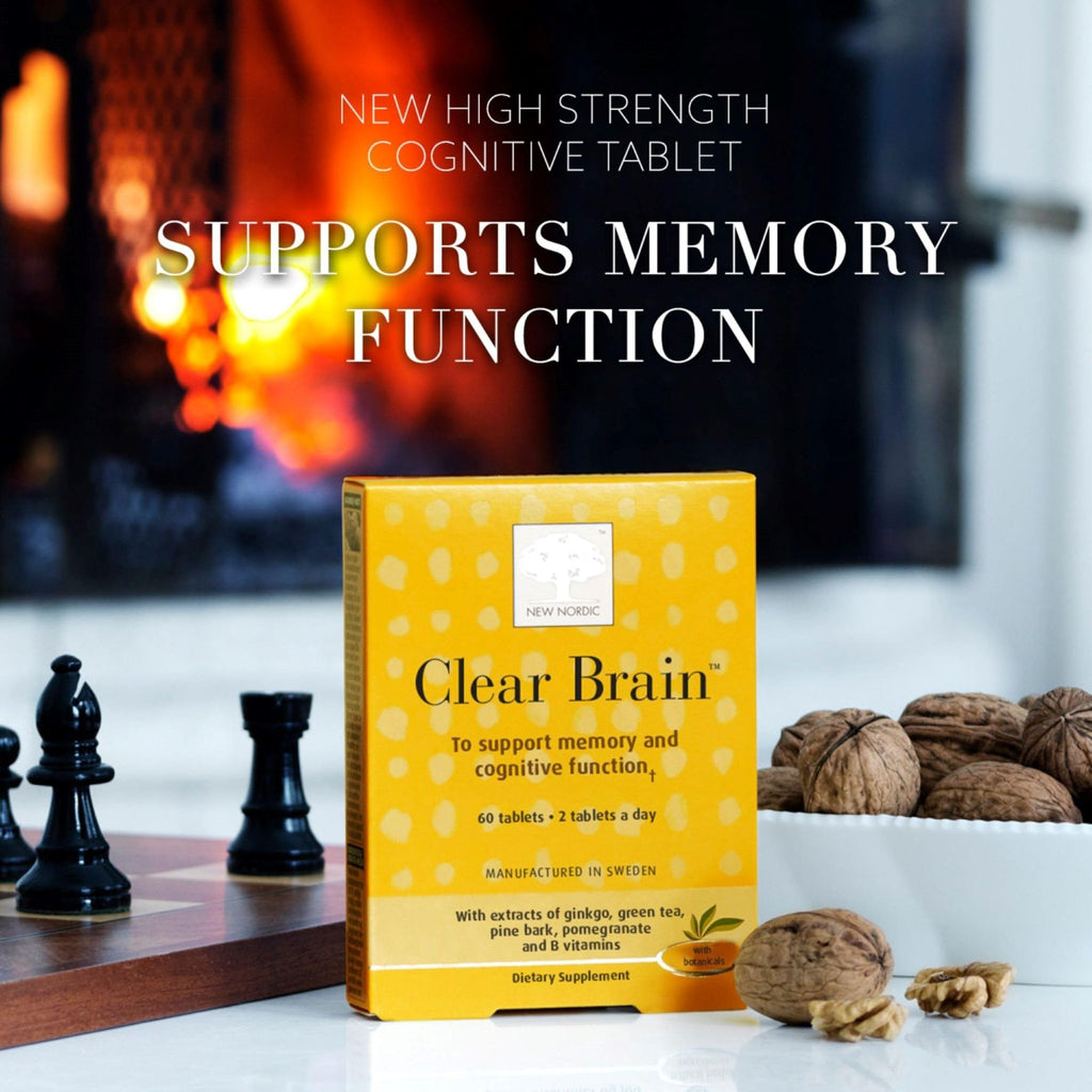 New Nordic Clear Brain Tablets, Supports Normal Cognitive Health and Memory, with Green Tea and Walnut, Swedish Made, 60 Count (Pack of 1) - TrustMedUSA