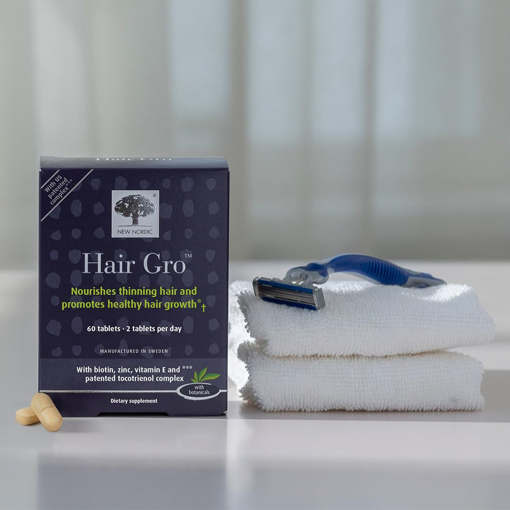 NEW NORDIC Hair & Eye Support Tablets Bundle, Hair GRO Natural Hair Growth and Blue Berry Eye Vitamin Supplements - TrustMedUSA