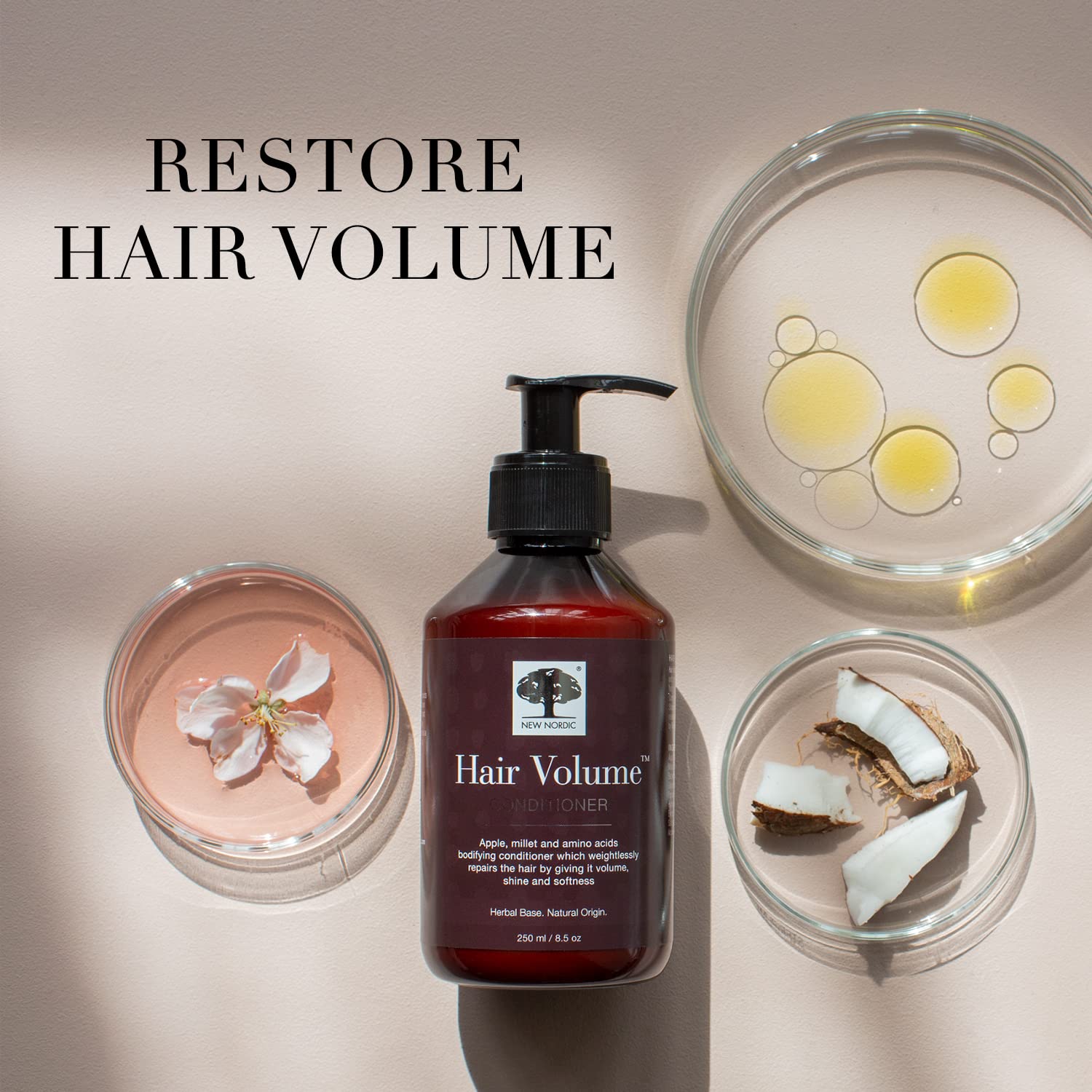 New Nordic Hair Volume Conditioner, Creamy Herbal Recipe to Weightlessly Hydrate, Volumize, Soften & Shine, Vegan, Clean Ingredients, 8.5 Fl Oz - TrustMedUSA