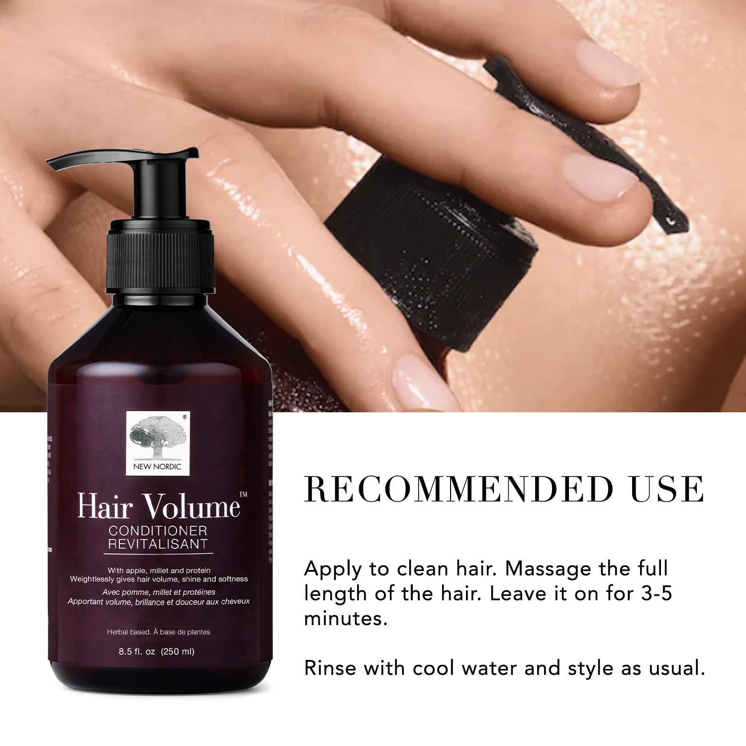 New Nordic Hair Volume Conditioner, Creamy Herbal Recipe to Weightlessly Hydrate, Volumize, Soften & Shine, Vegan, Clean Ingredients, 8.5 Fl Oz - TrustMedUSA
