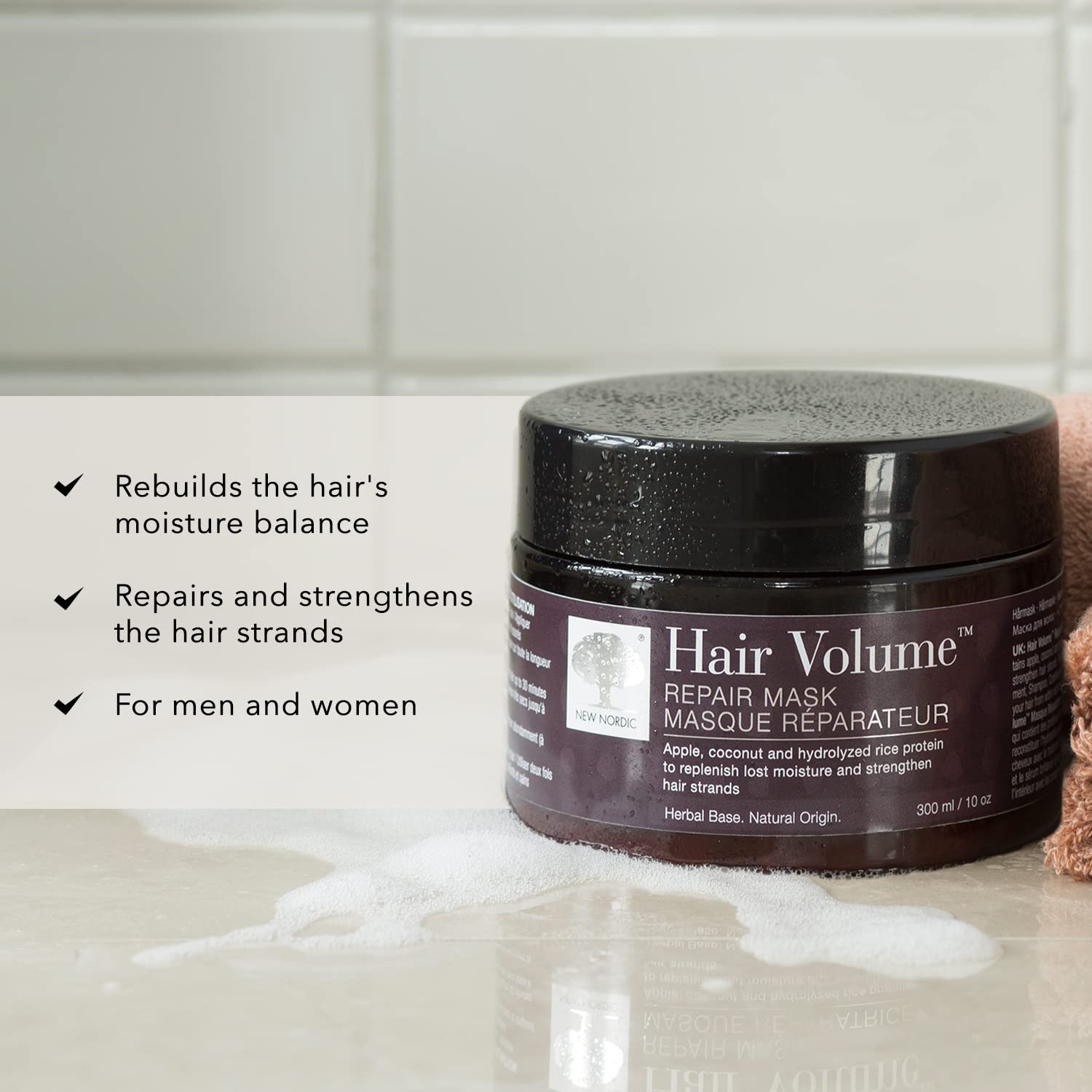 NEW NORDIC Hair Volume Repair Mask for Dry Damaged Hair & Natural Growth, Rebuild Moisture Balance, Volumize & Strengthen, 10 oz - TrustMedUSA