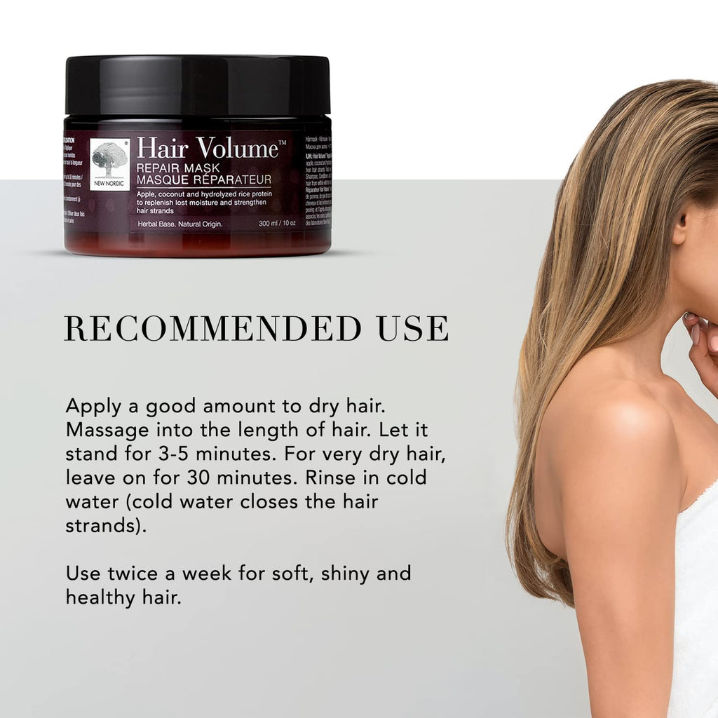NEW NORDIC Hair Volume Repair Mask for Dry Damaged Hair & Natural Growth, Rebuild Moisture Balance, Volumize & Strengthen, 10 oz - TrustMedUSA
