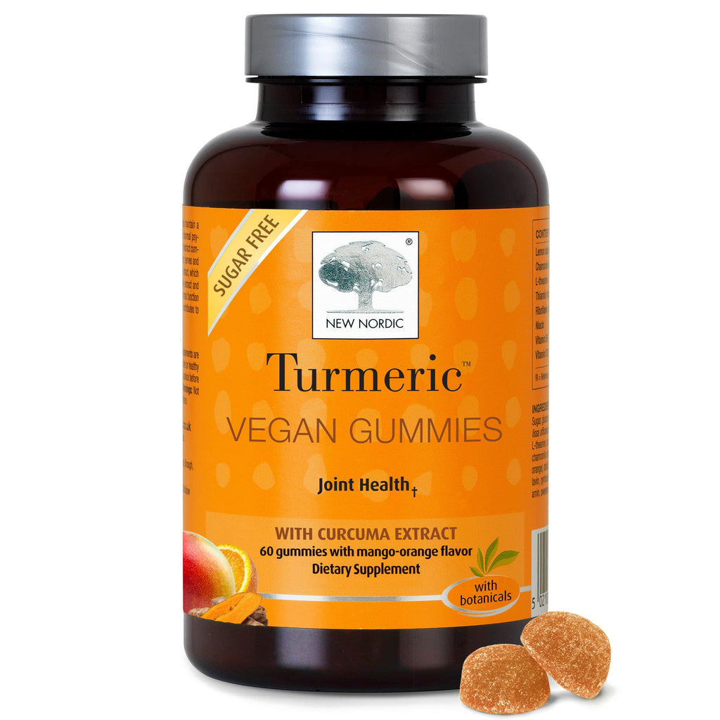 NEW NORDIC Turmeric Curcumin Gummies, Sugar Free, 300 mg Turmeric Supplement for Men and Women, Supports Normally Functioning Joints, Knees, Shoulders, Mango Orange, 60 Count - TrustMedUSA