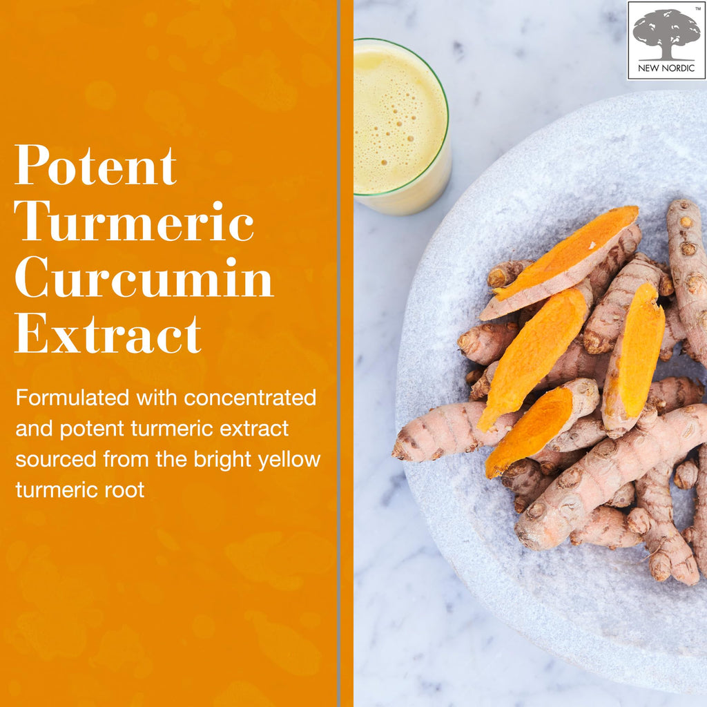NEW NORDIC Turmeric Curcumin Gummies, Sugar Free, 300 mg Turmeric Supplement for Men and Women, Supports Normally Functioning Joints, Knees, Shoulders, Mango Orange, 60 Count - TrustMedUSA
