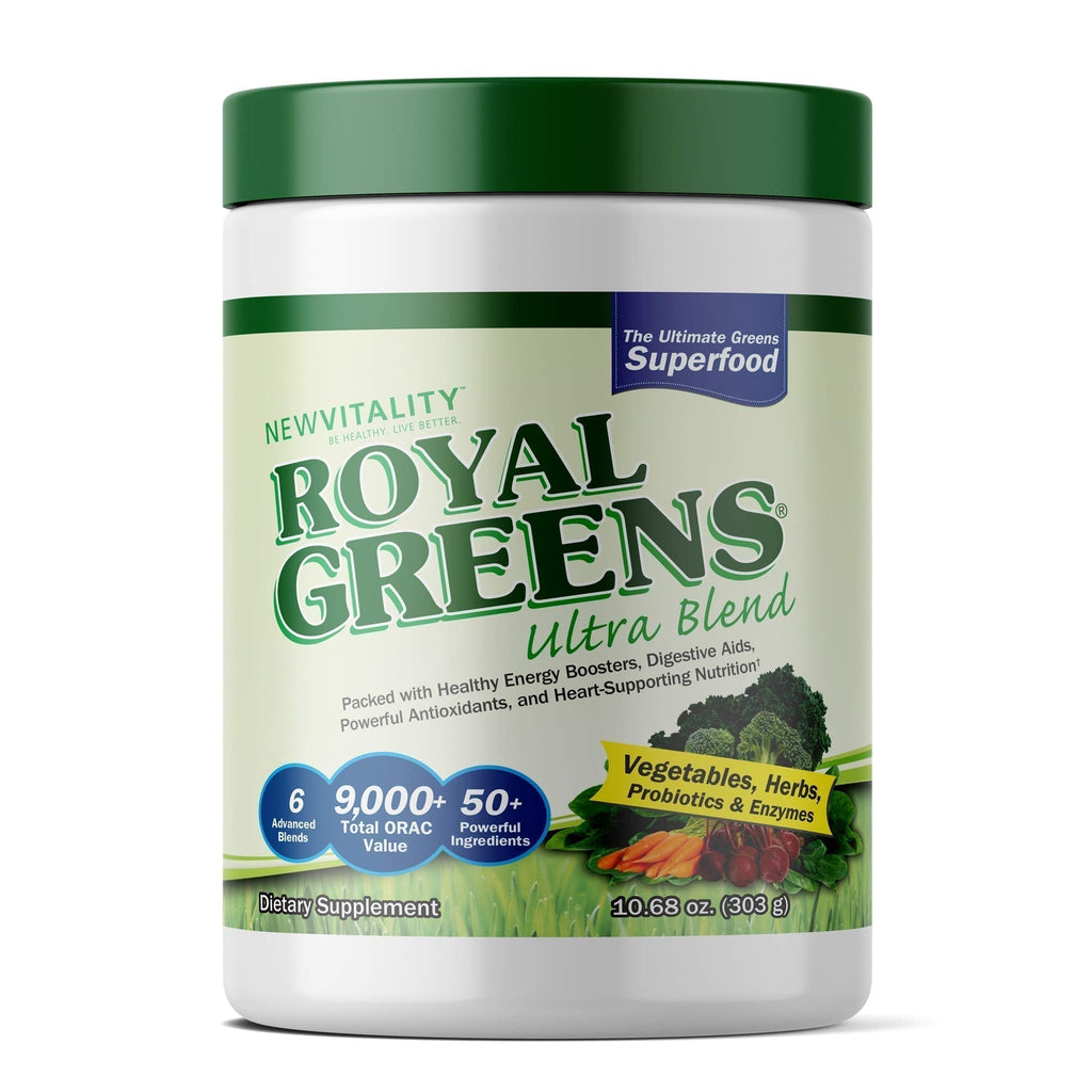 New Vitality Royal Greens Superfood Powder | Healthy Veggie Powder with Probiotics, Enzymes, Antioxidants, Wheat Grass & Greens 10.75oz (30 Day Supply) - TrustMedUSA