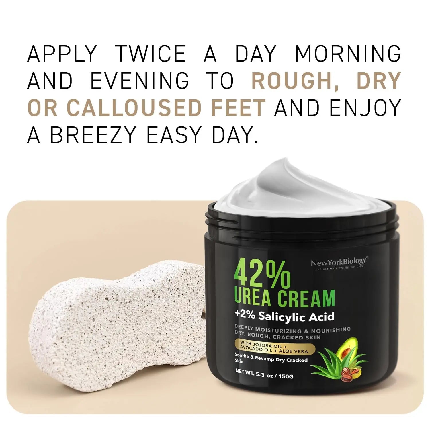 New York Biology 42% Urea Cream with 2% Salicylic Acid - Moisturizing Urea Foot Cream - TrustMedUSA