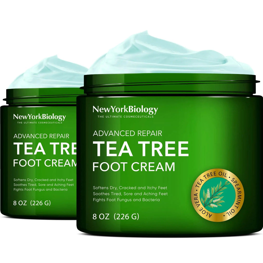 New York Biology Tea Tree Oil Foot Cream for Dry Cracked Feet, Athletes Foot, Nail Fungus - TrustMedUSA