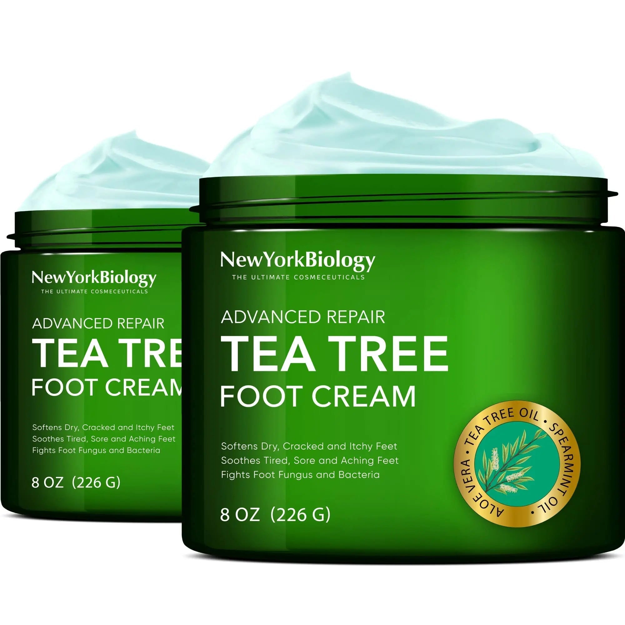 New York Biology Tea Tree Oil Foot Cream for Dry Cracked Feet, Athletes Foot, Nail Fungus - TrustMedUSA