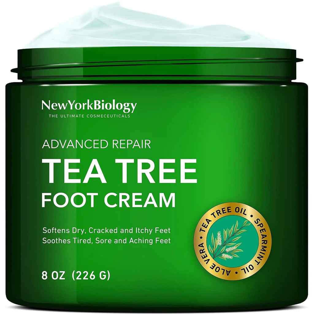 New York Biology Tea Tree Oil Foot Cream for Dry Cracked Feet, Athletes Foot, Nail Fungus - TrustMedUSA