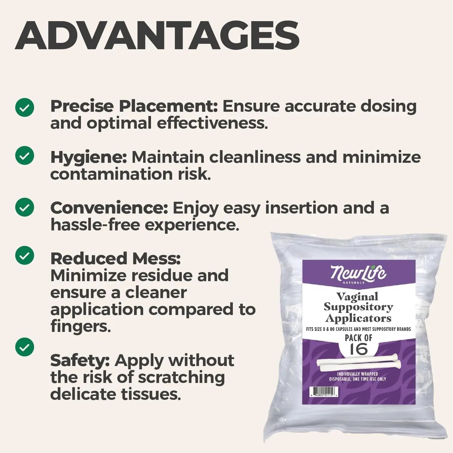NewLife Naturals Vaginal Suppository Applicators for Boric Acid Suppositories, Size 0 & 00 Capsules, and Pills & Tablets – Individually Wrapped Disposable Applicators – Pack of 28 (Made in USA) - TrustMedUSA