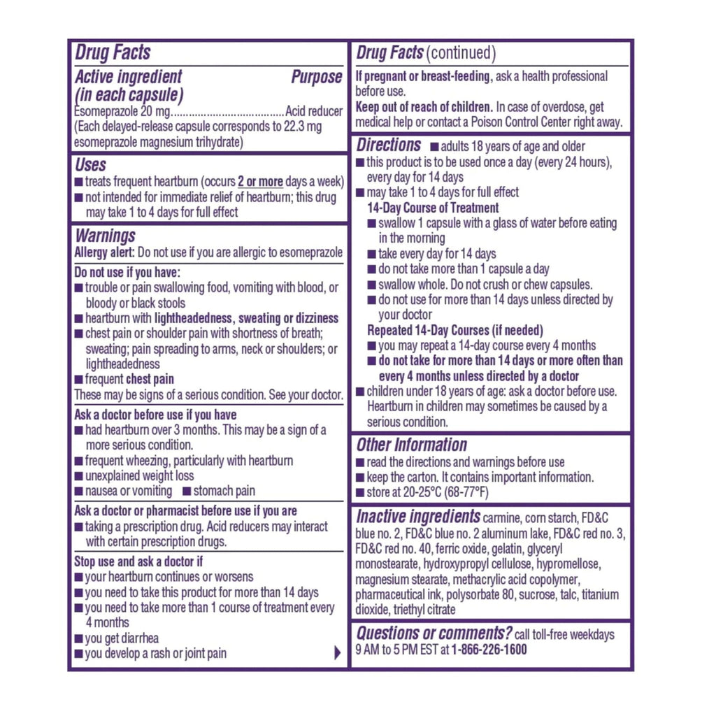 Nexium 24HR ClearMinis Acid Reducer Heartburn Relief Delayed Release Capsules for All-Day and All-Night Protection from Frequent Heartburn, Heartburn Medicine with Esomeprazole Magnesium - 42 Count - Maple Wellness Supplements
