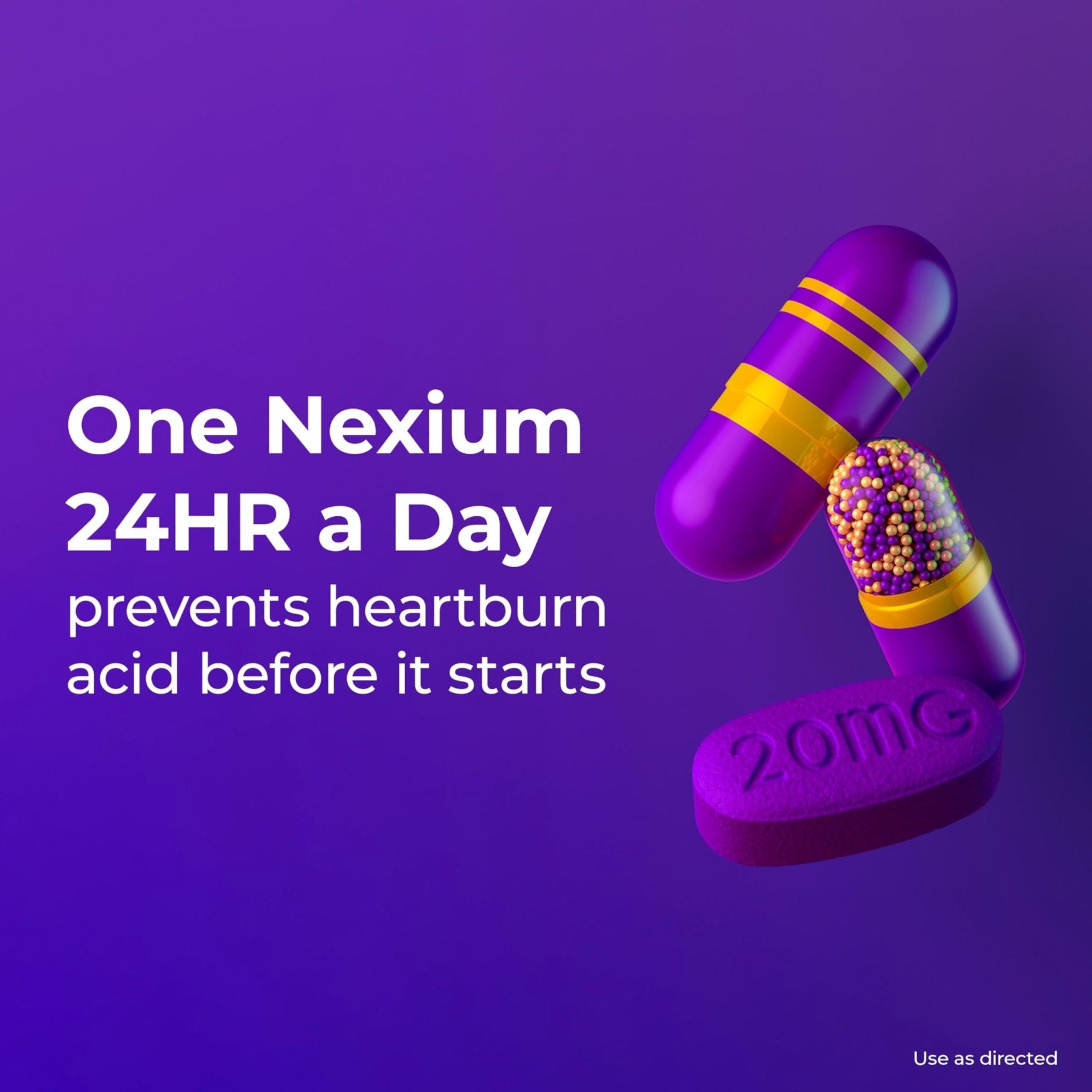 Nexium 24HR ClearMinis Acid Reducer Heartburn Relief Delayed Release Capsules for All-Day and All-Night Protection from Frequent Heartburn, Heartburn Medicine with Esomeprazole Magnesium - 42 Count - Maple Wellness Supplements