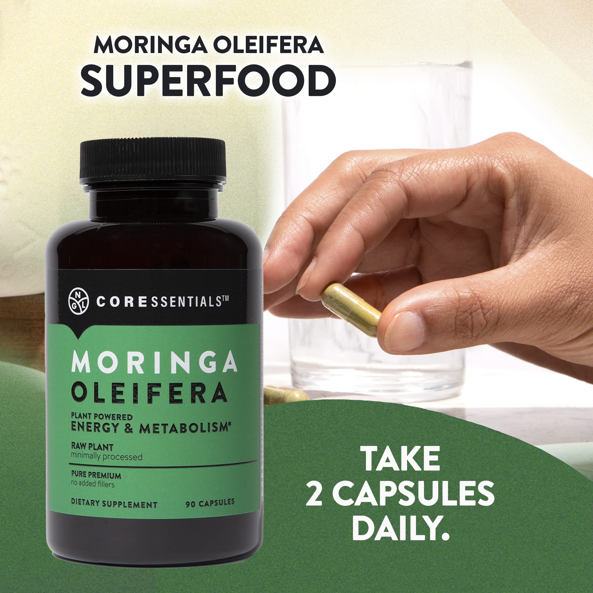 NGL Moringa Capsules 1300mg | Pure Raw Moringa Oleifera Superfood Dietary Supplement | 90 Capsules - TrustMedUSA