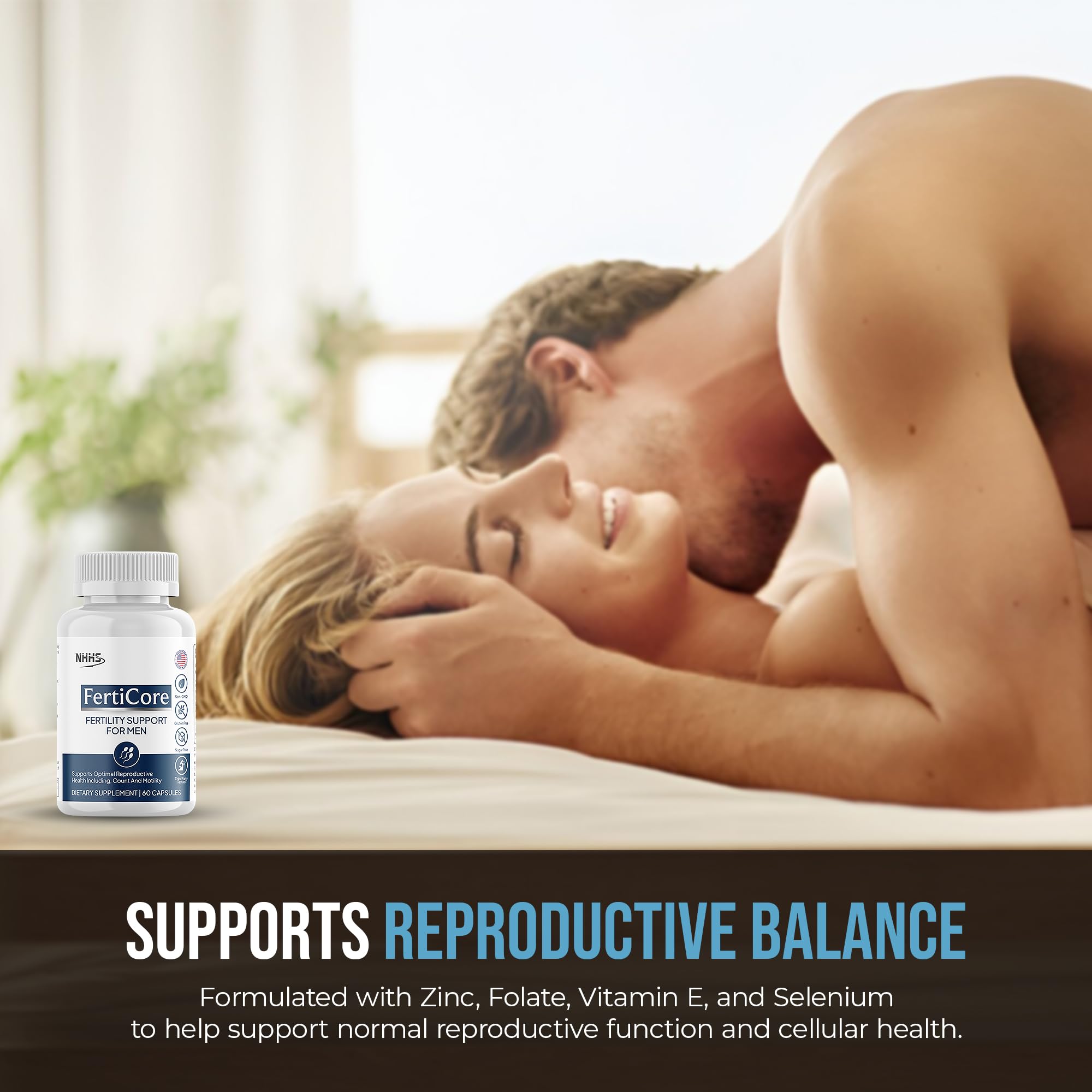 NHHS FertiCore – Men’s Fertility & Reproductive Wellness Supplement – Supports Sperm Health, Motility & Vitality – with Vitamins, Minerals, Amino Acids & Antioxidants – Made in USA, 60 Capsules - TrustMedUSA