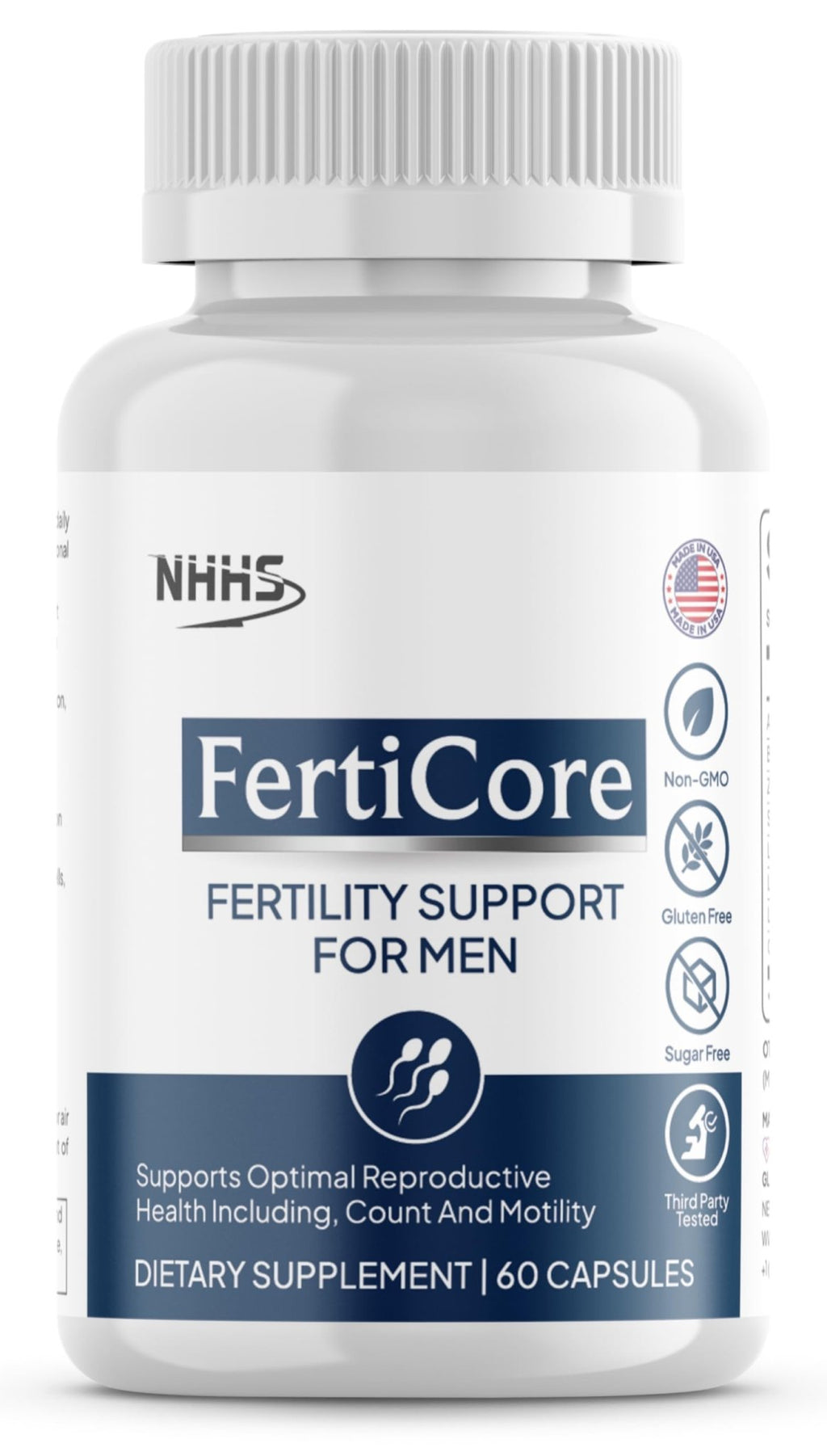 NHHS FertiCore – Men’s Fertility & Reproductive Wellness Supplement – Supports Sperm Health, Motility & Vitality – with Vitamins, Minerals, Amino Acids & Antioxidants – Made in USA, 60 Capsules - TrustMedUSA