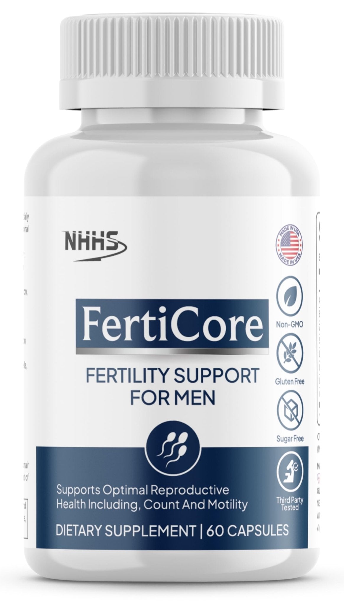 NHHS FertiCore – Men’s Fertility & Reproductive Wellness Supplement – Supports Sperm Health, Motility & Vitality – with Vitamins, Minerals, Amino Acids & Antioxidants – Made in USA, 60 Capsules - TrustMedUSA