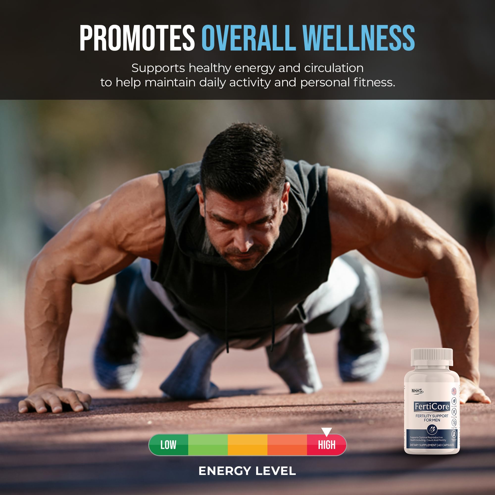 NHHS FertiCore – Men’s Fertility & Reproductive Wellness Supplement – Supports Sperm Health, Motility & Vitality – with Vitamins, Minerals, Amino Acids & Antioxidants – Made in USA, 60 Capsules - TrustMedUSA