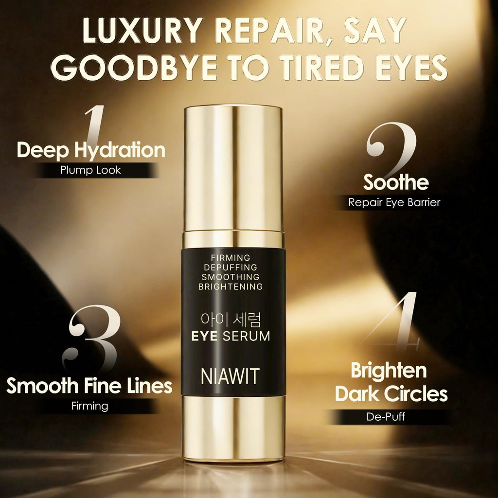 NIAWIT Eye Serum – Anti-Fatigue Eye Care for Dark Circles, Puffiness & Fine Lines with Niacinamide, Peptides & Caffeine – Gentle Clean Beautiful for Daily Use Around the Delicate Eye Area - Maple Wellness Supplements