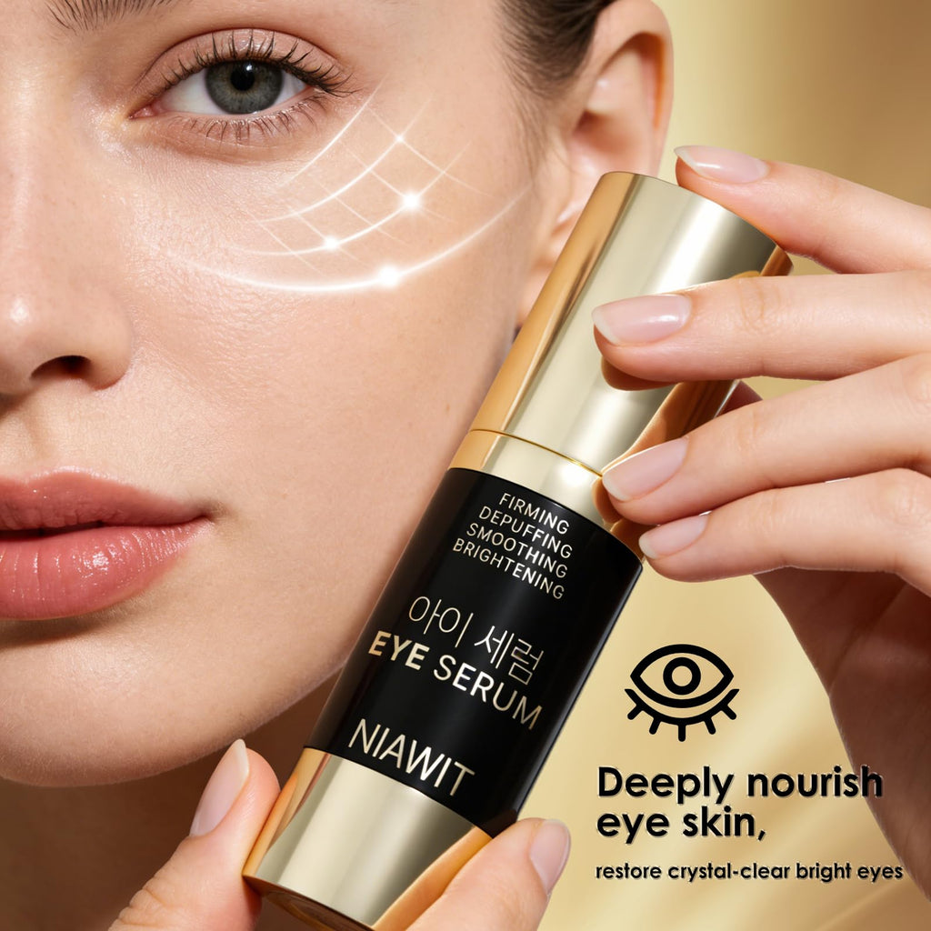 NIAWIT Eye Serum – Anti-Fatigue Eye Care for Dark Circles, Puffiness & Fine Lines with Niacinamide, Peptides & Caffeine – Gentle Clean Beautiful for Daily Use Around the Delicate Eye Area - Maple Wellness Supplements