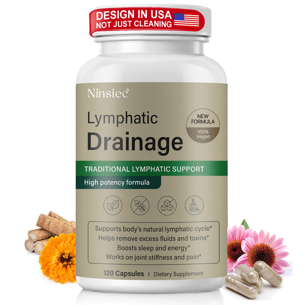 Ninsiec Lymphatic Drainage Supplements - Lymphatic Drainage Capsules for Immune Health,Supports Bloating & Daily Lymphatic Wellness, with Echinacea, Dandelion, and Burdock (120 Capsules) - Maple Wellness Supplements