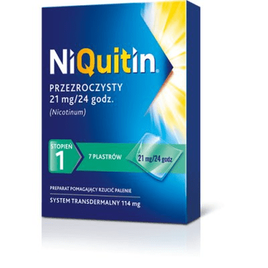 NIQUITIN - 21 mg / 24 h - 7 transparent patches - 24h nicotine craving control - Step 1 - TrustMedUSA