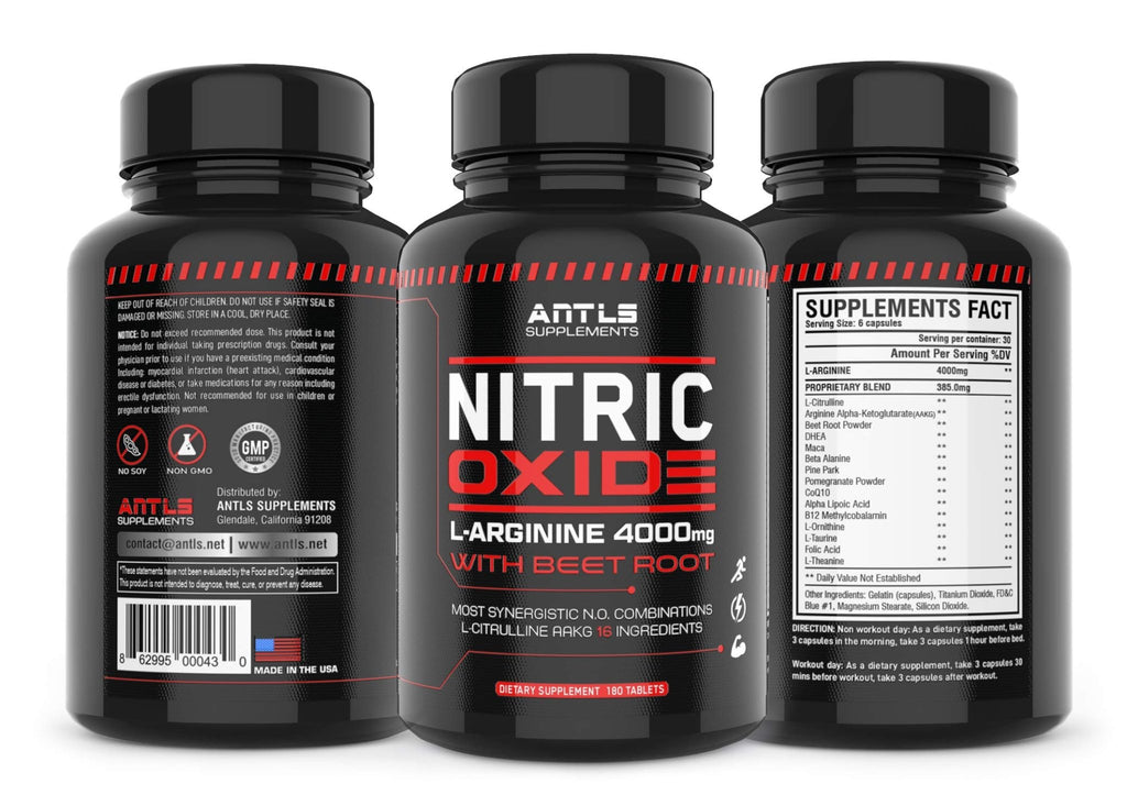 Nitric Oxide Supplement Booster Complex L Arginine 4000mg,L Citrulline, AAKG,Beet Root - TrustMedUSA