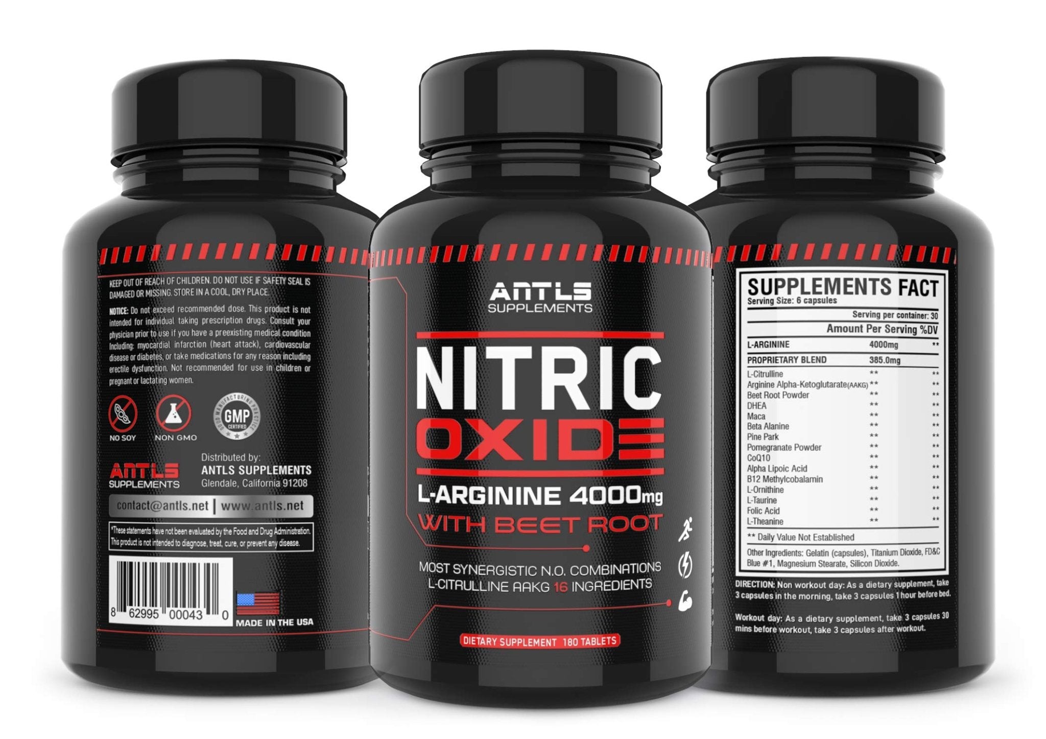 Nitric Oxide Supplement Booster Complex L Arginine 4000mg,L Citrulline, AAKG,Beet Root - TrustMedUSA