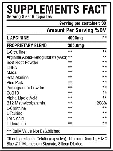 Nitric Oxide Supplement Booster Complex L Arginine 4000mg,L Citrulline, AAKG,Beet Root - TrustMedUSA