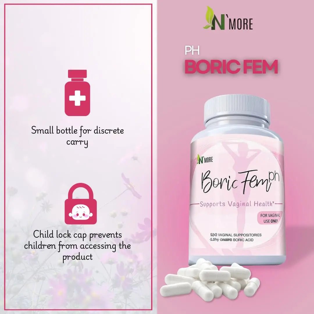 N'More Boric Acid Vaginal Suppositories- 100% Pure - Made in USA- Boricfem Vaginal Health Supplement- 30 Servings (Pack of 1) - TrustMedUSA