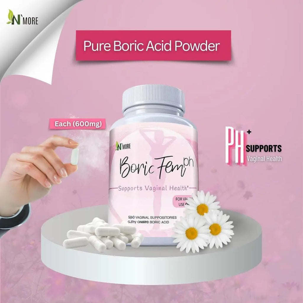 N'More Boric Acid Vaginal Suppositories- 100% Pure - Made in USA- Boricfem Vaginal Health Supplement- 30 Servings (Pack of 1) - TrustMedUSA
