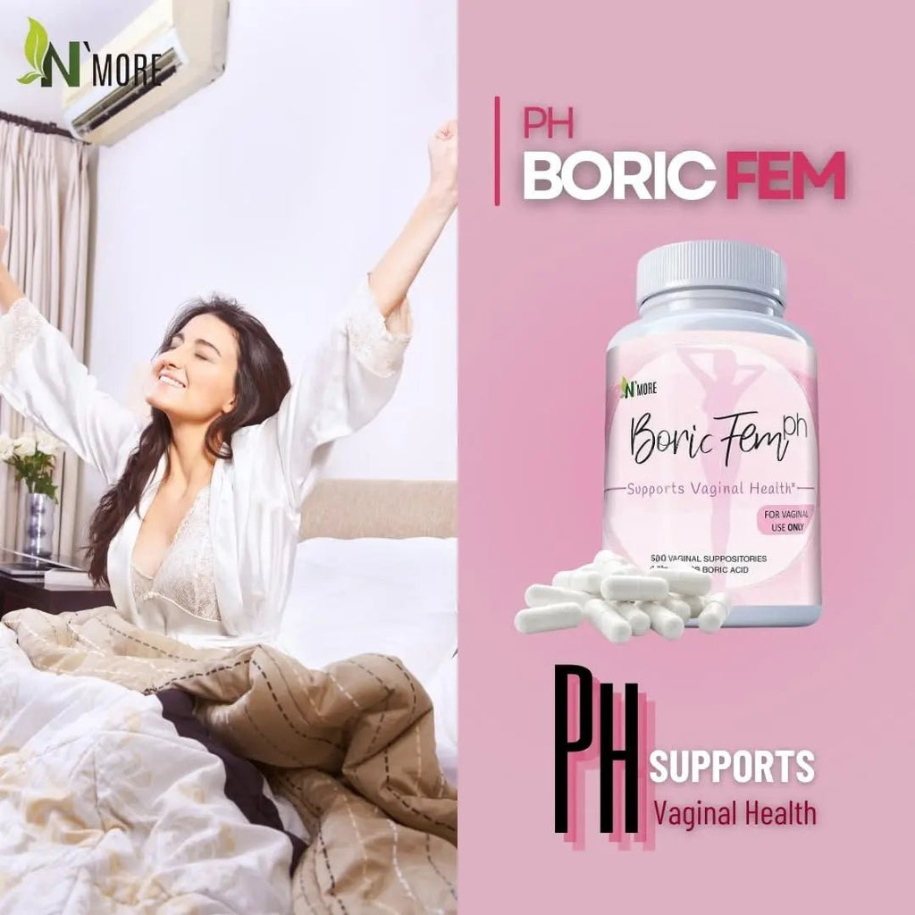 N'More Boric Acid Vaginal Suppositories- 100% Pure - Made in USA- Boricfem Vaginal Health Supplement- 30 Servings (Pack of 1) - TrustMedUSA