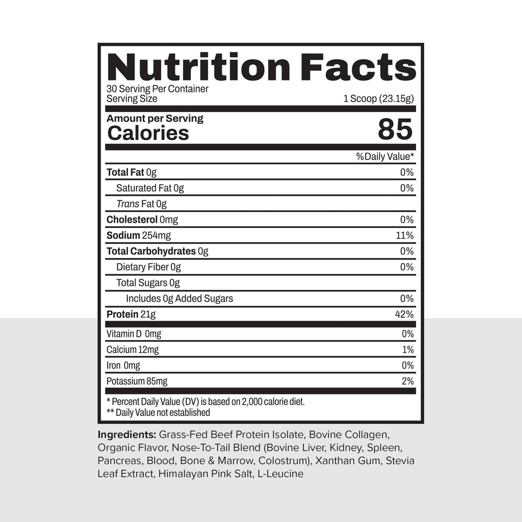 Noble Grass Fed Beef Protein Powder | Beef Protein w/Collagen, Colostrum, Organ Blend | Carnivore, Keto Friendly | Whey, Gluten Free | Muscle, Gut Health, Skin, Joint Support | 30 Servings, Vanilla - TrustMedUSA