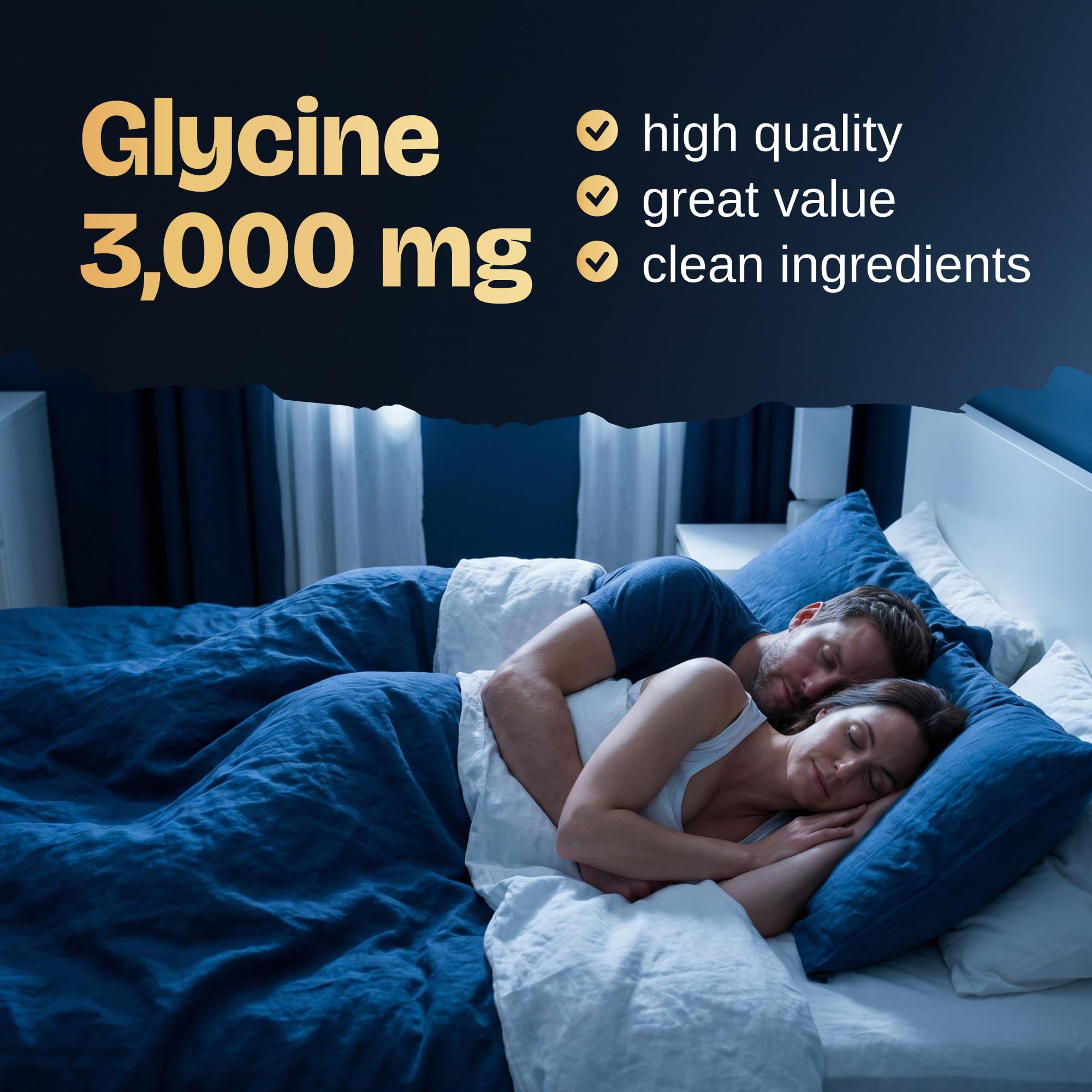 Nocturna Glycine Supplement – 100% Pure 3g Glycine Powder for Sleep, Calm & Recovery – USA Made Sleep Aid for Men & Women – Non-GMO & Completely Natural - 6.3Oz for 60 Servings - TrustMedUSA