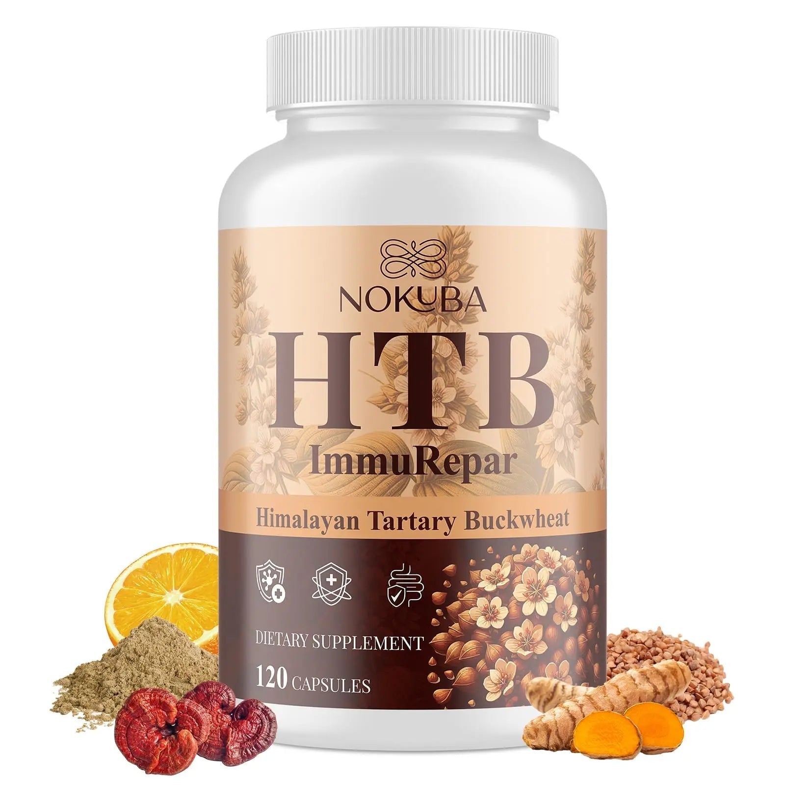Nokuba Polyphenols Supplement for Immune Support | Himalayan Tartary Buckwheat Sourced | Polyphenol Superfood with Quercetin, Curcumin | Immune Booster, Antioxidant, Anti-inflammatory - 120 Capsules - TrustMedUSA