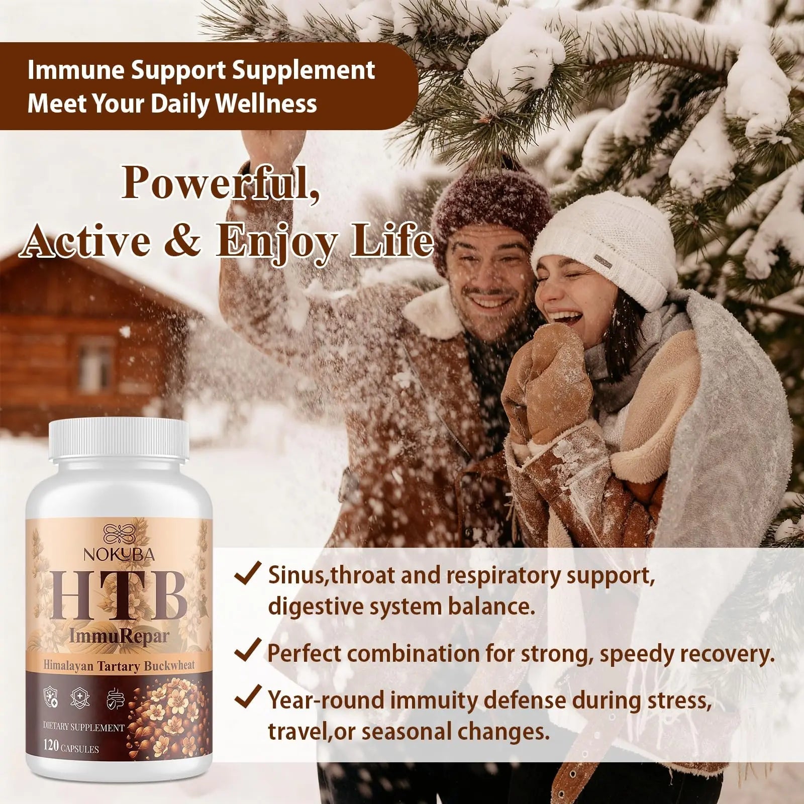 Nokuba Polyphenols Supplement for Immune Support | Himalayan Tartary Buckwheat Sourced | Polyphenol Superfood with Quercetin, Curcumin | Immune Booster, Antioxidant, Anti-inflammatory - 120 Capsules - TrustMedUSA