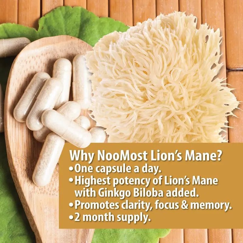 NooMost Organic Lions Mane Supplement Capsules 5400mg, Ginkgo Biloba 120mg - TrustMedUSA